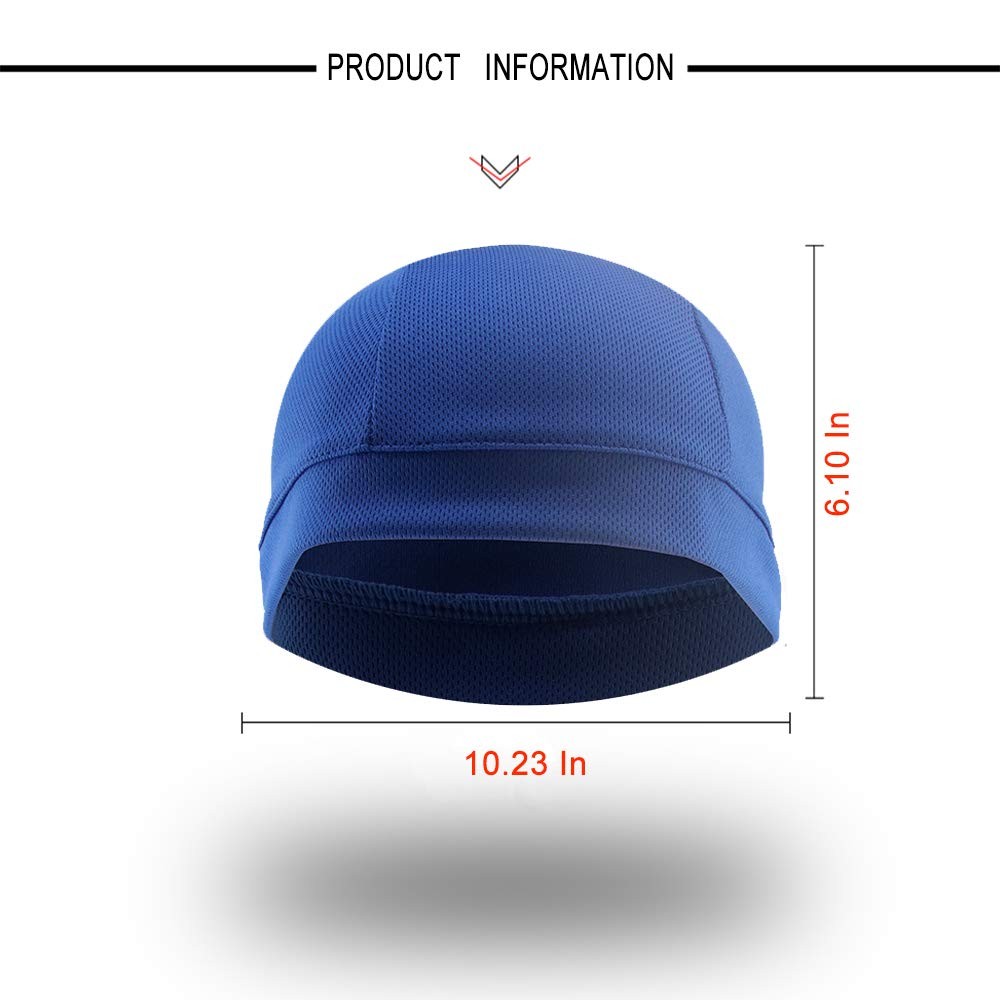 3 Pack Cooling Skull Cap Helmet Liner Sweat Medium, Black,royal Blue,grey