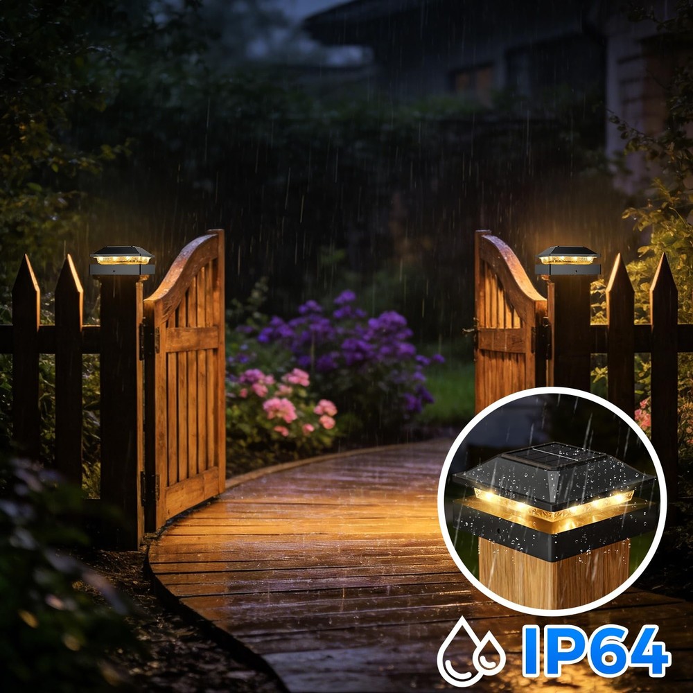 4x4 Solar Post Cap Light 10 Pack, 2 Modes 16 LED Fence Deck Post Lights Water...
