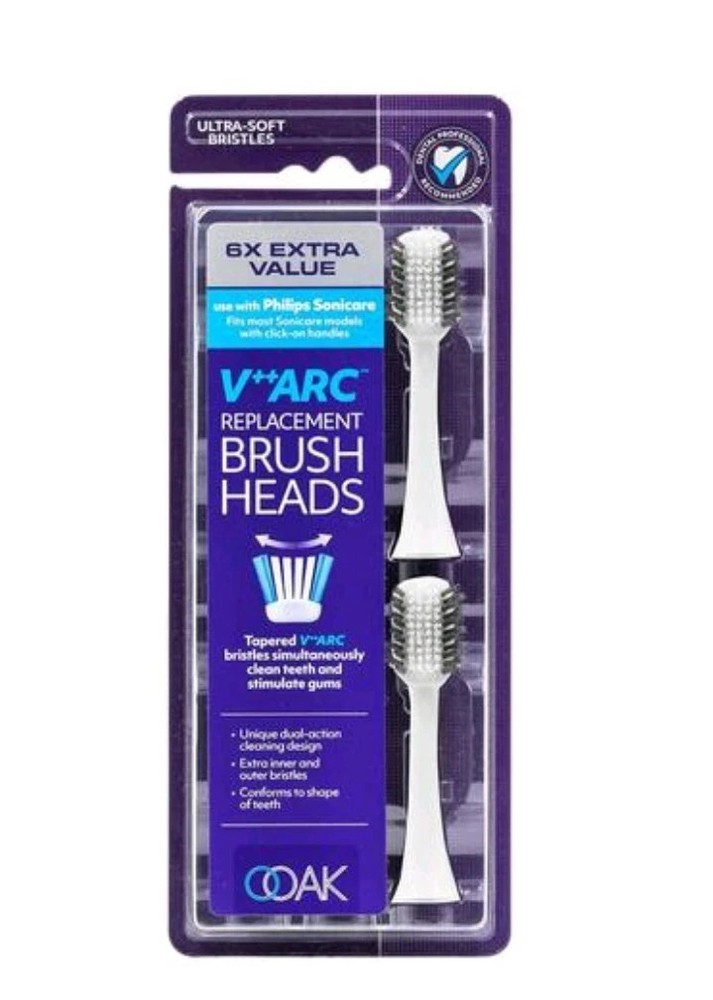 6 Pack - OOAK  V++ARC Philips Sonicare Replacement Heads White