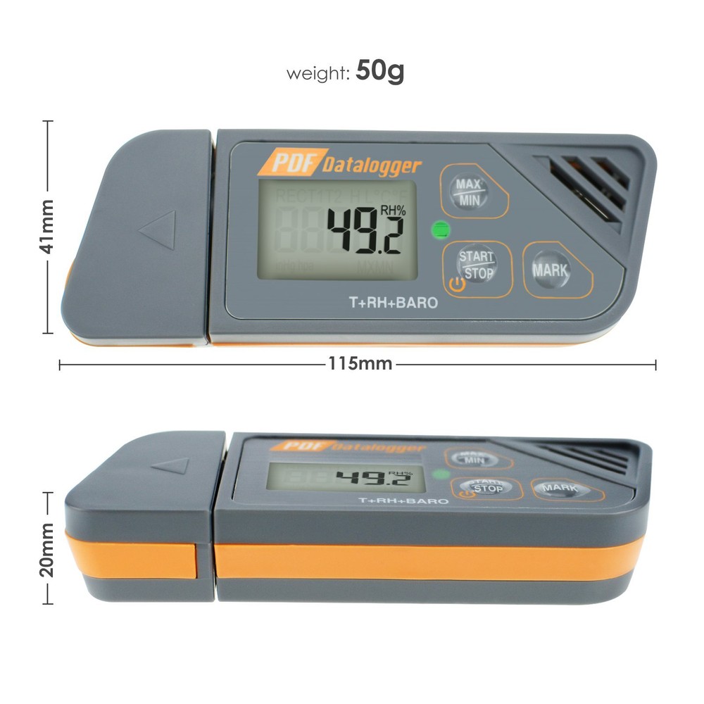 Digital USB Data logger Humidity Temp Internal Sensor Recorder PDF Excel Report