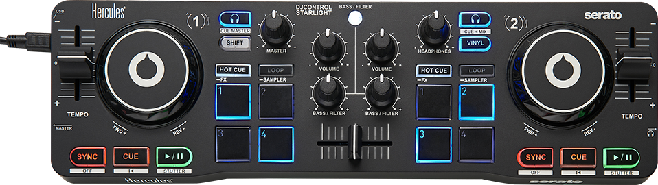 Hercules DJ Control Starlight Compact controller w/built-in sound card