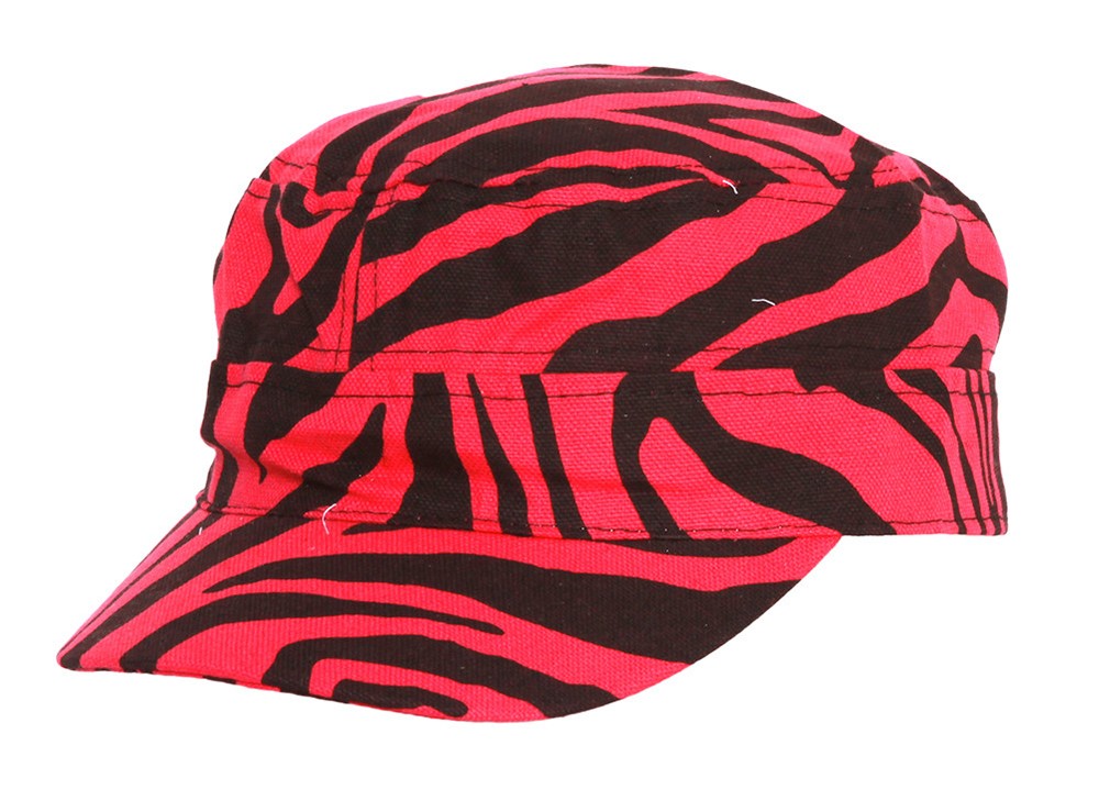 Clover Zebra Animal Print Fitted Cadet Hat - Medium/Large - Pink