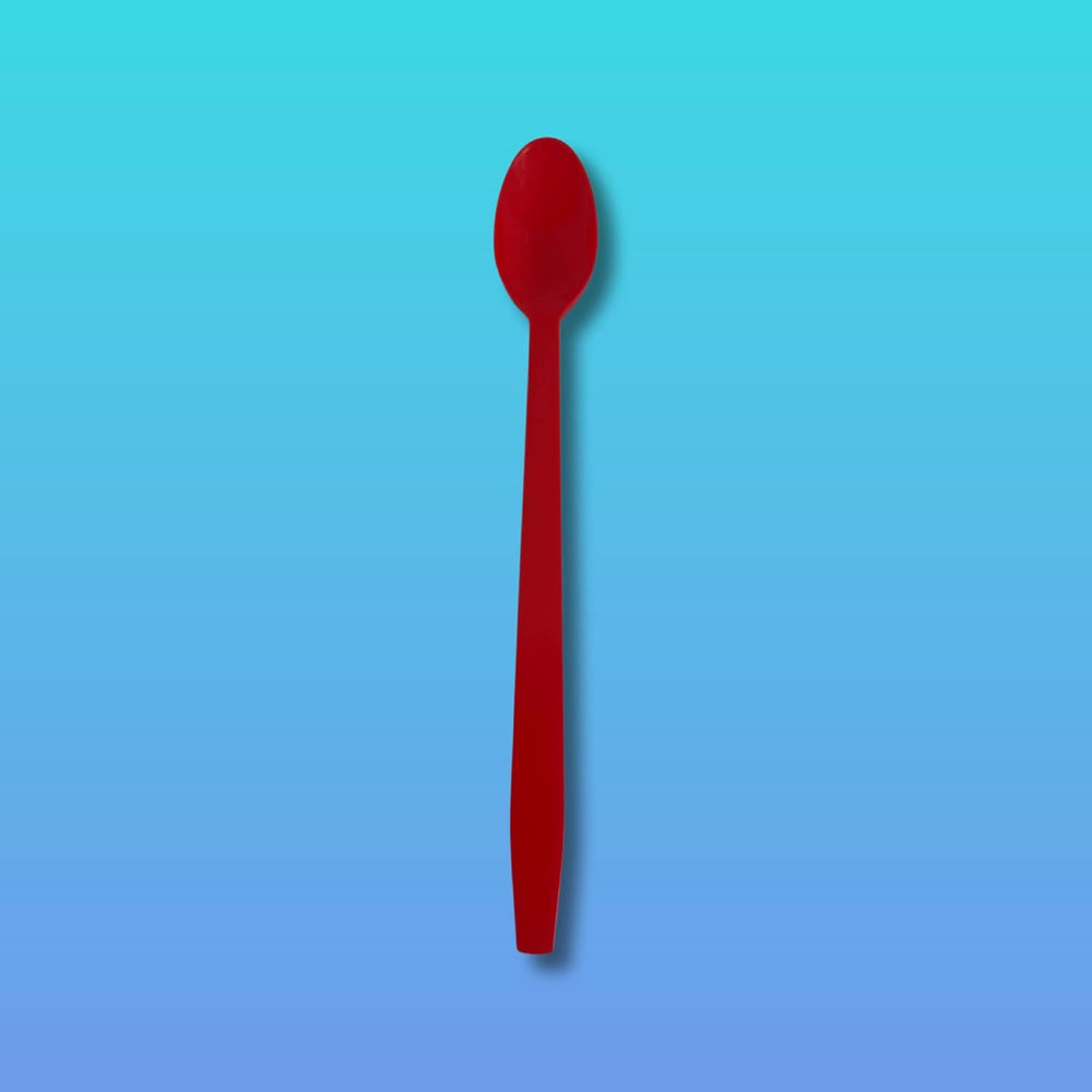 8" Red Plastic Sundae/Soda Spoon 50 Pack