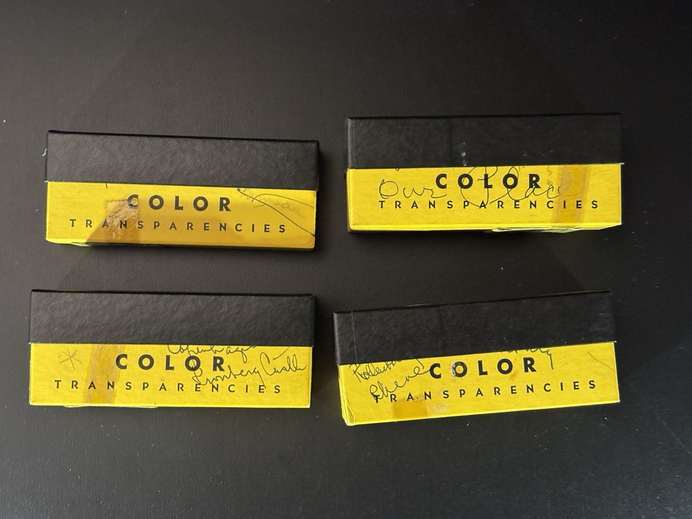 4 KODACHROME SLIDE STORAGE BOXES - EMPTY WITH LIDS - 2 SIZES