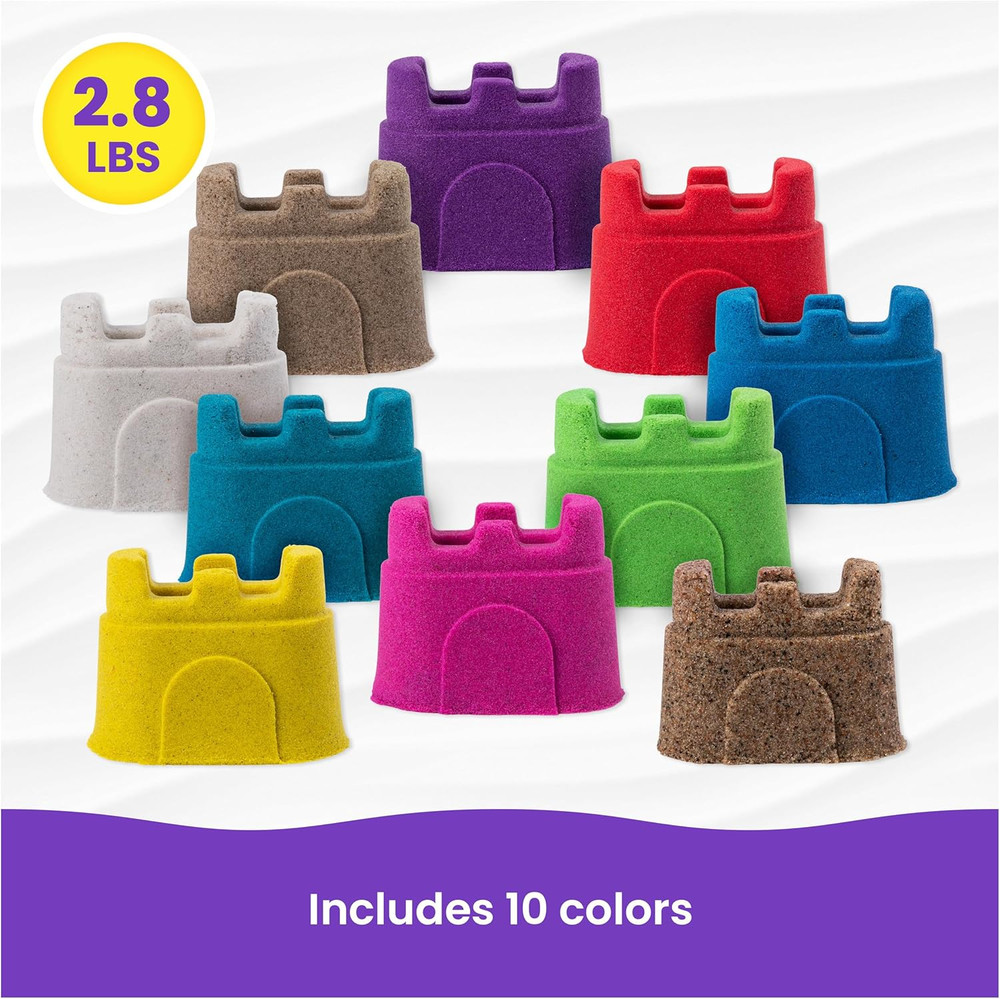 Kinetic Sand, Castle Containers 10-Color Moldable Play Sand Pack for Easter Bask