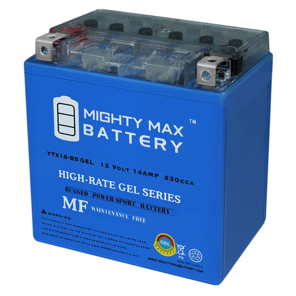 Mighty Max YTX16-BS GEL Battery Replacement for High Performance AGM Motorcycle