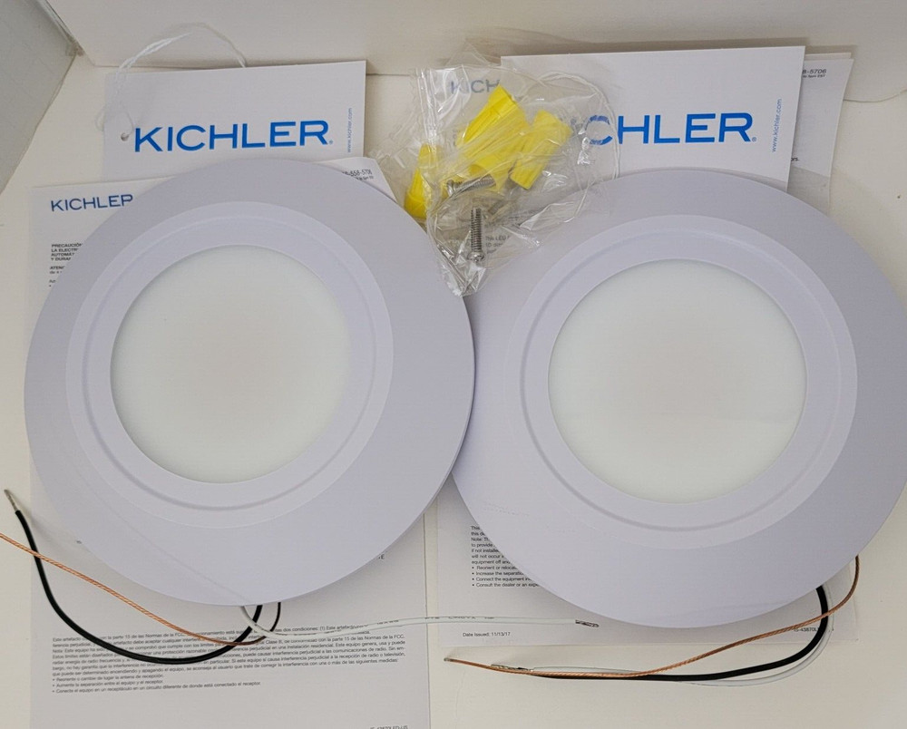 2 pk KICHLER 43870 WHLED30B WHITE, LED, 12.5 W, 3000K Dimmable Polycarbonate