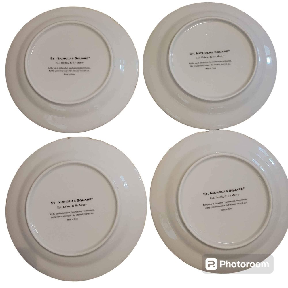 2009 St. Nicholas Square 4 Appetizer Plates Christmas Holiday