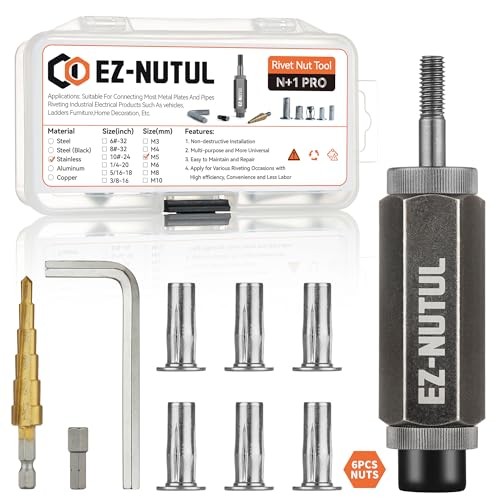 Multi-Grip Rivet Nut Installation Tool Set M5(Plus Nut Tool-6pcs, Stainless)