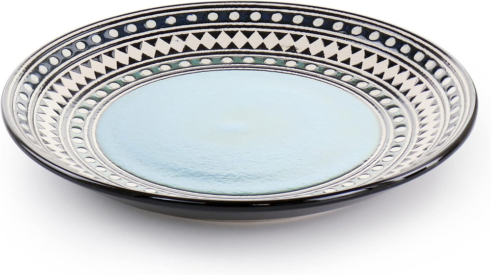 Blue Sage 16 Piece Double Bowl Stoneware Dinnerware Set in Blue
