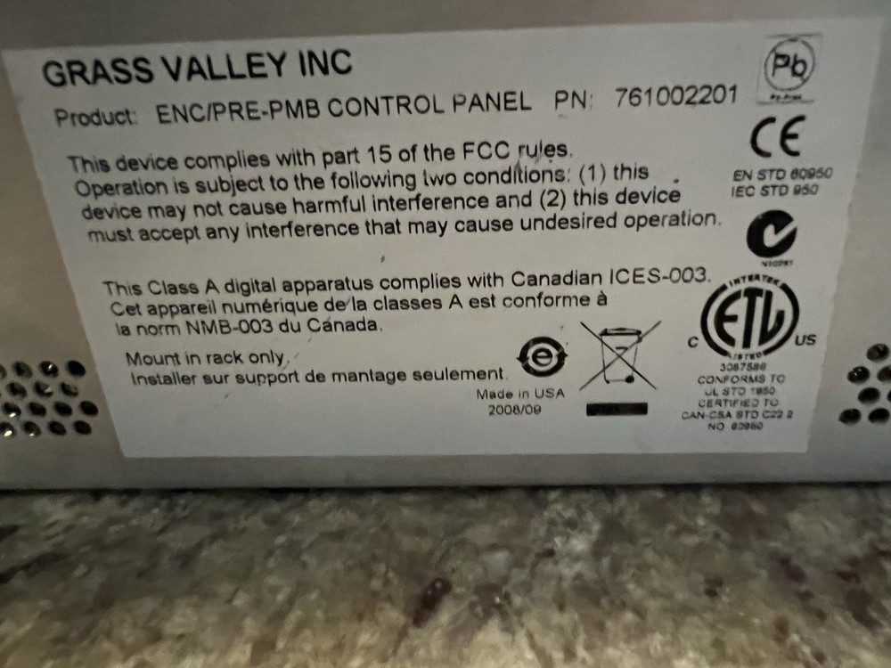 Grass Valley Paging Multi Bus Control Panel Encore/Prelude PMB