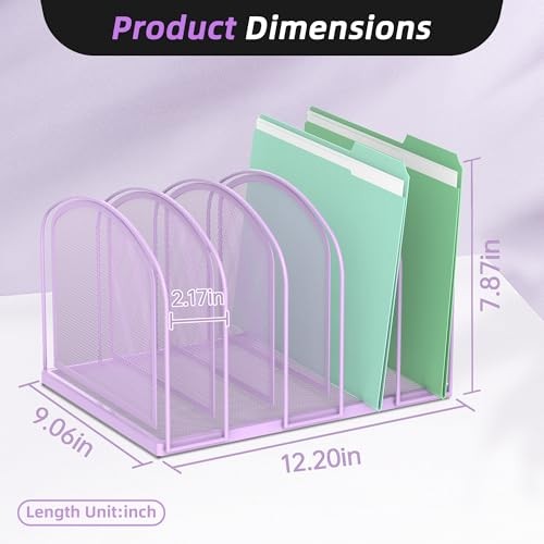 File Organizer 5-Section Mesh Desk Organizer, Upright File Organizer Desktop