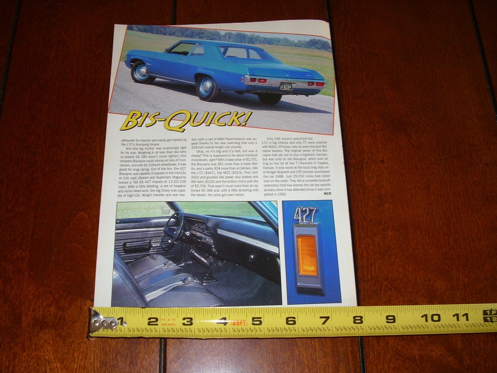 1969 CHEVROLET BISCAYNE ORIGINAL 1994 ARTICLE
