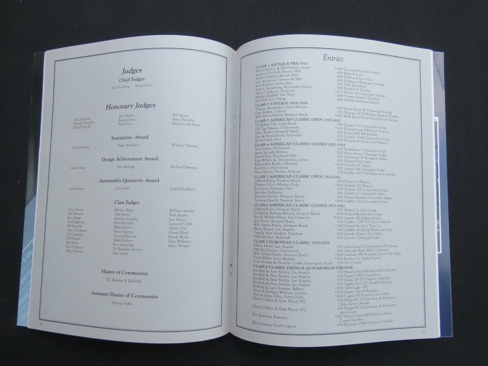 Newport Concours d'Elegance Program 1987