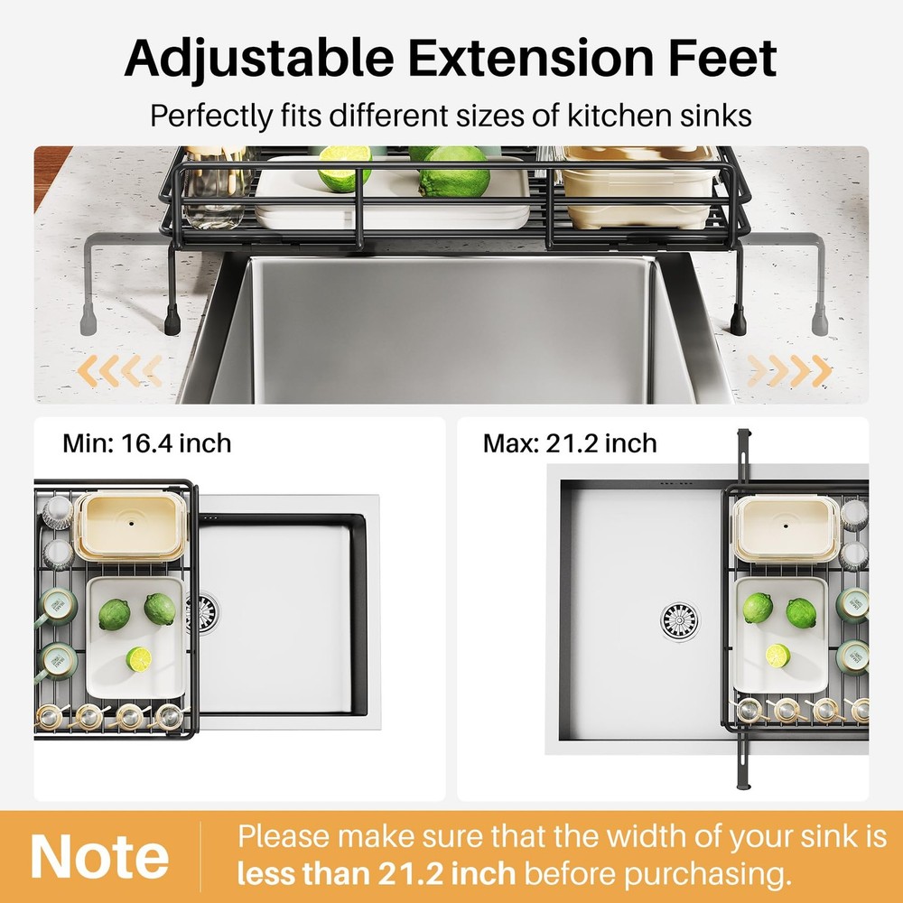 Dish Drying Rack Extendable Dish Rack Large Sink Drying Dish Drainer For Kitchen