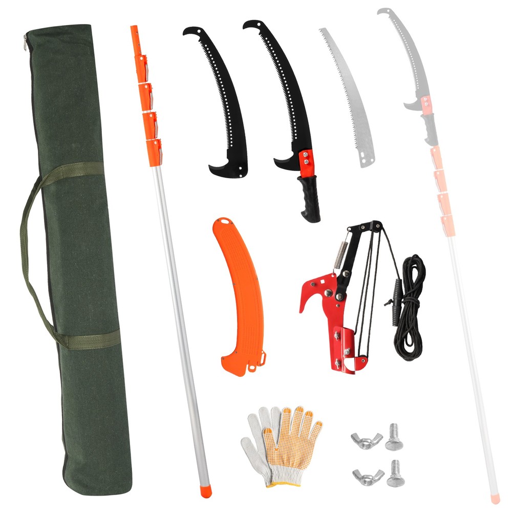 24 Feet Tree Pole Pruner, Durable Tree Trimmers Handle, Manual Branches Trimmer