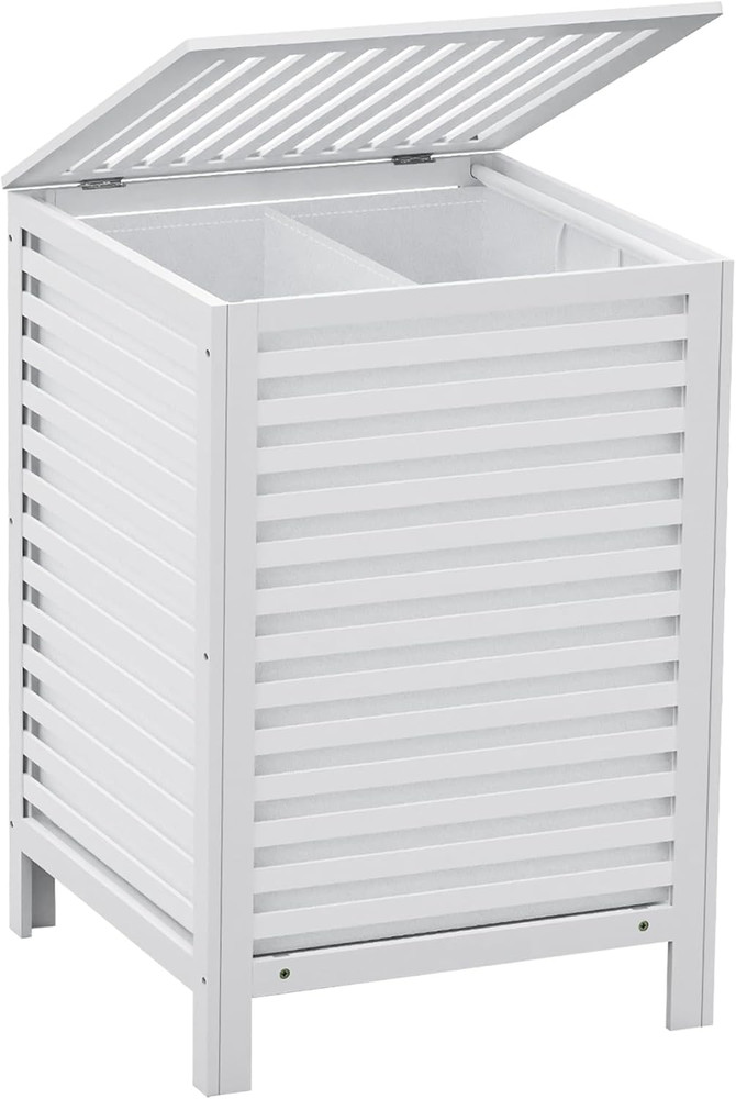 Bamboo Laundry Hamper with Lid, 120L Large Double Laundry Basket with Removable