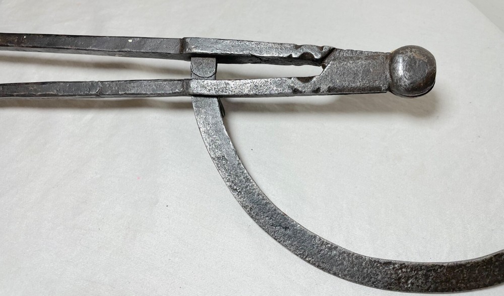 LARGE rare antique 18th century handmade solid wrought iron compass divider tool