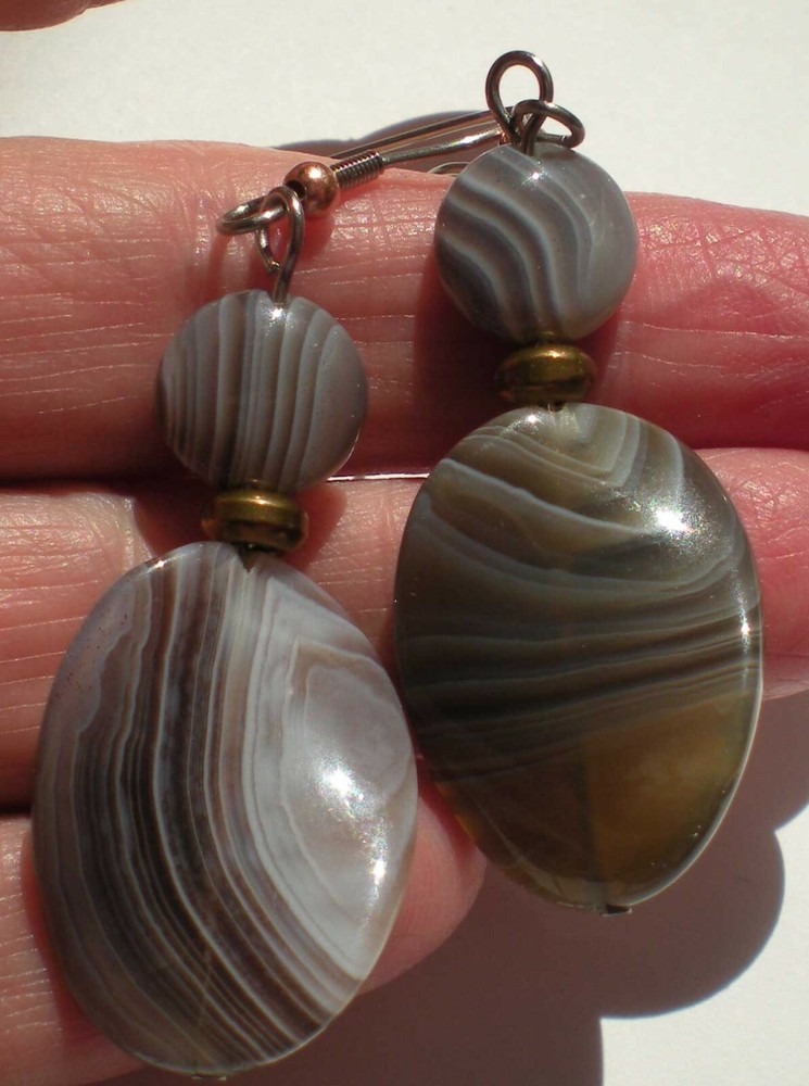 Botswana Agate Bead Earrings - Balance, Grounding, Healing e111