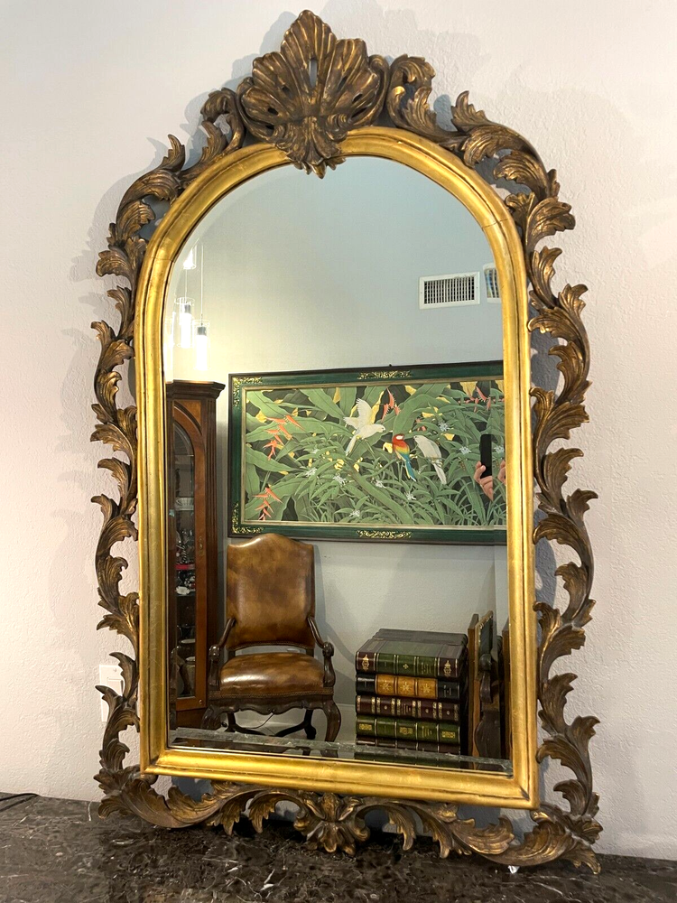Vintage John Richard Ornate Rococo Solid Wood Gilded Frame Mirror 54" x 33"