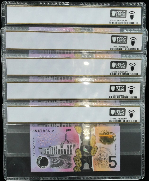 5 x Consecutives 2016 Last Prefix EJ16 $5 Notes PCGS SUPERB GEM UNC 68 PPQ #6266