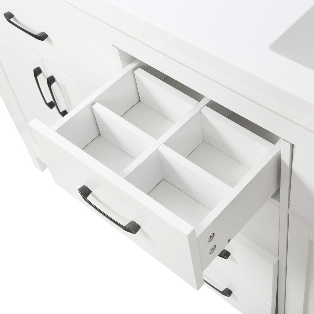 59.3" Bathroom Vanity with Solid Wood Frame, Double SMC Sink,4 Doors, 3 Drawers