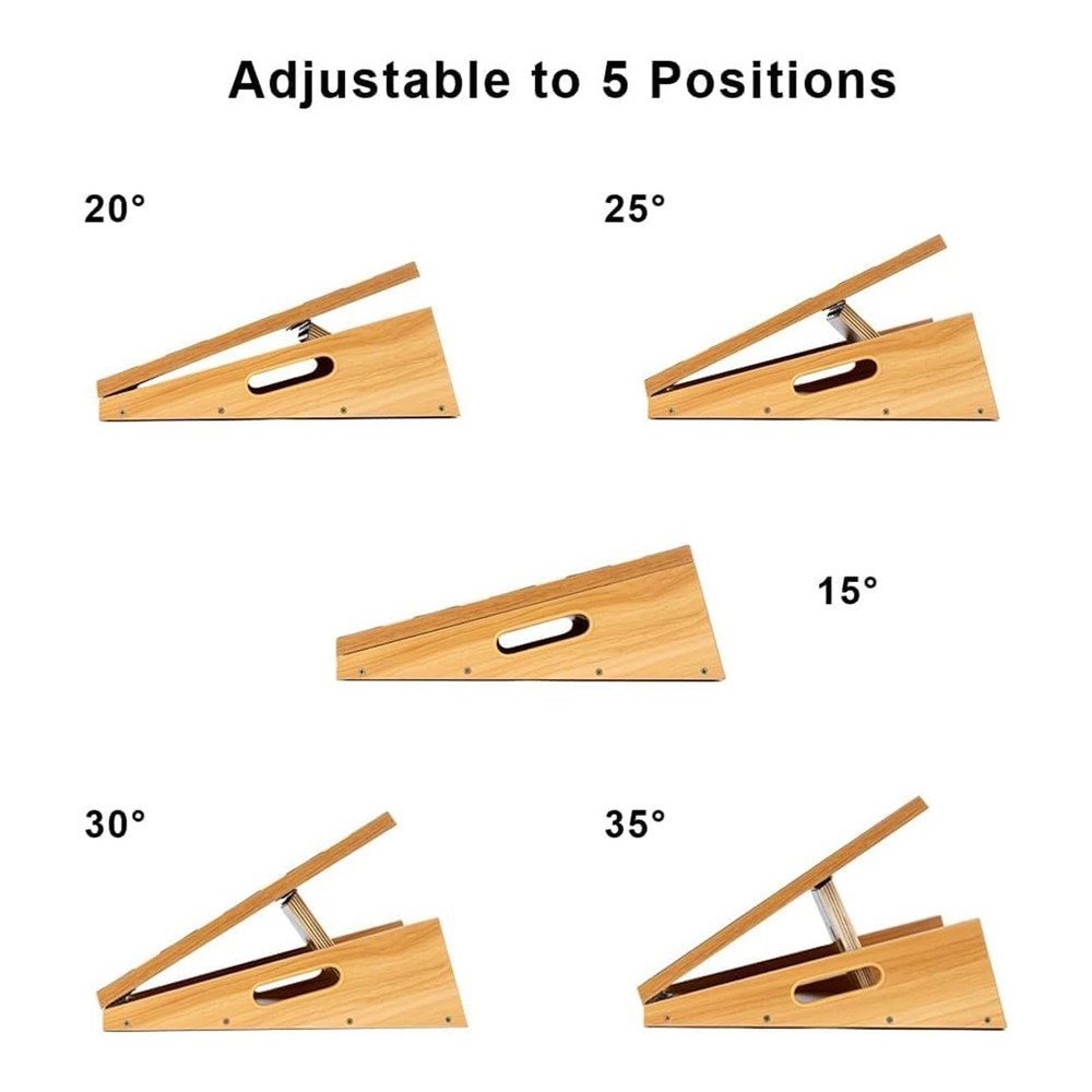 StrongTek Professional Wooden Slant Board, Adjustable Middle, Full-coverage