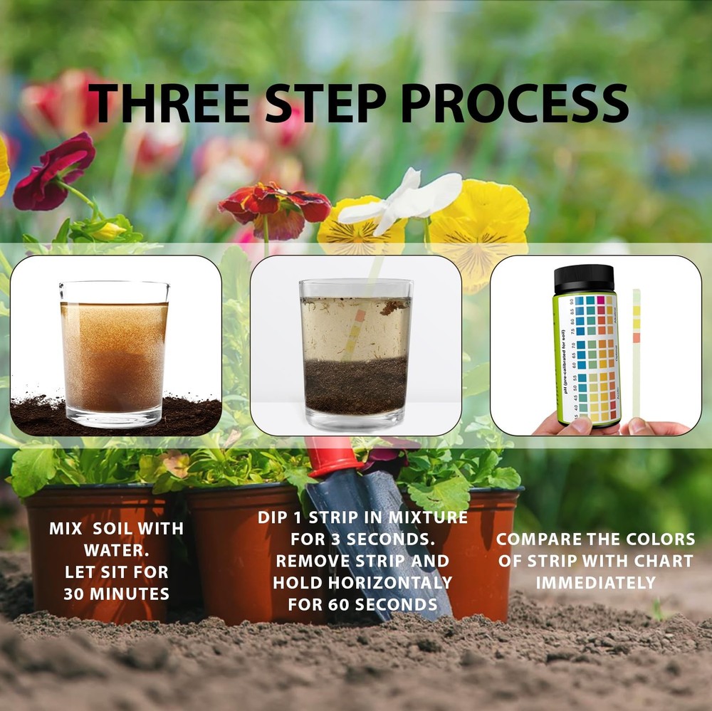 Soil Ph Paper Test Kit โ€ 100 Tester Strips 3.59 Range โ€ Use For Testing G...