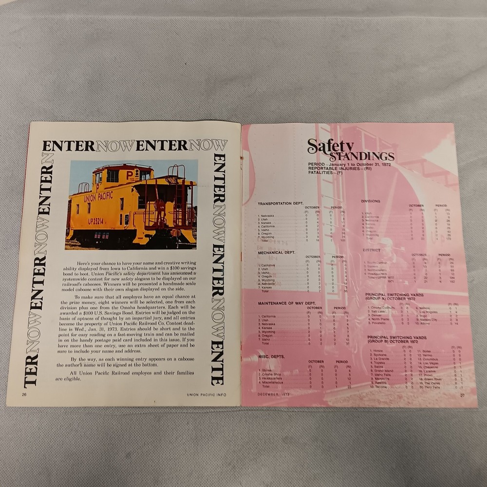 Union Pacific Railroad Info Magazine December 1972