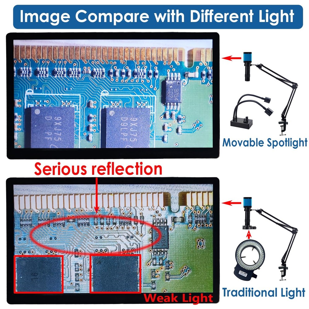 Microscope Light Source, USB Desk Dual Gooseneck Lights LED Mini Spot Light I...