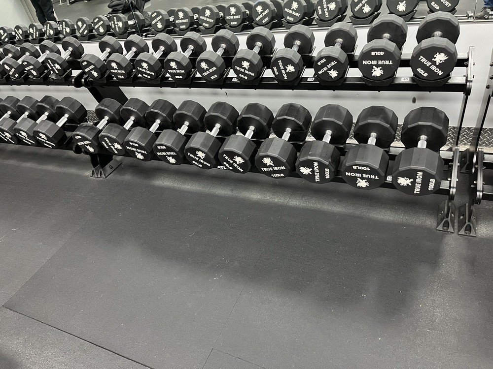 New True iron 12 Sided Urethane Dumbbell Set 5-100