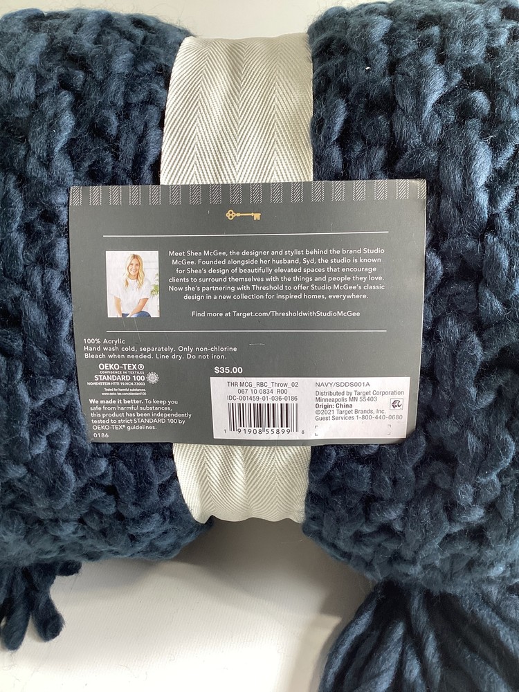 Threshold Navy Knit Throw Blanket 50x60
