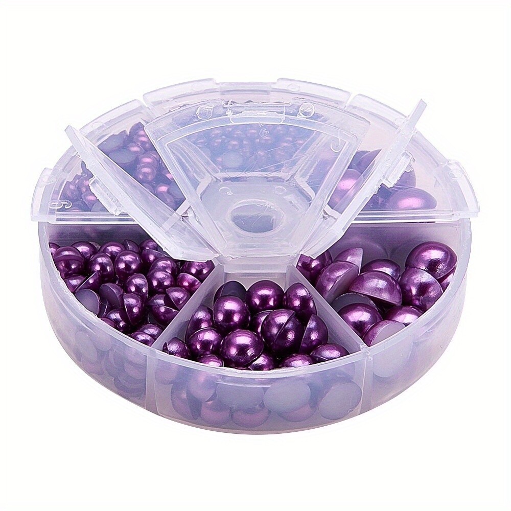1box about 660pcs Medium Orchid Imitation Pearl Beads Assorted Mixed Sizes