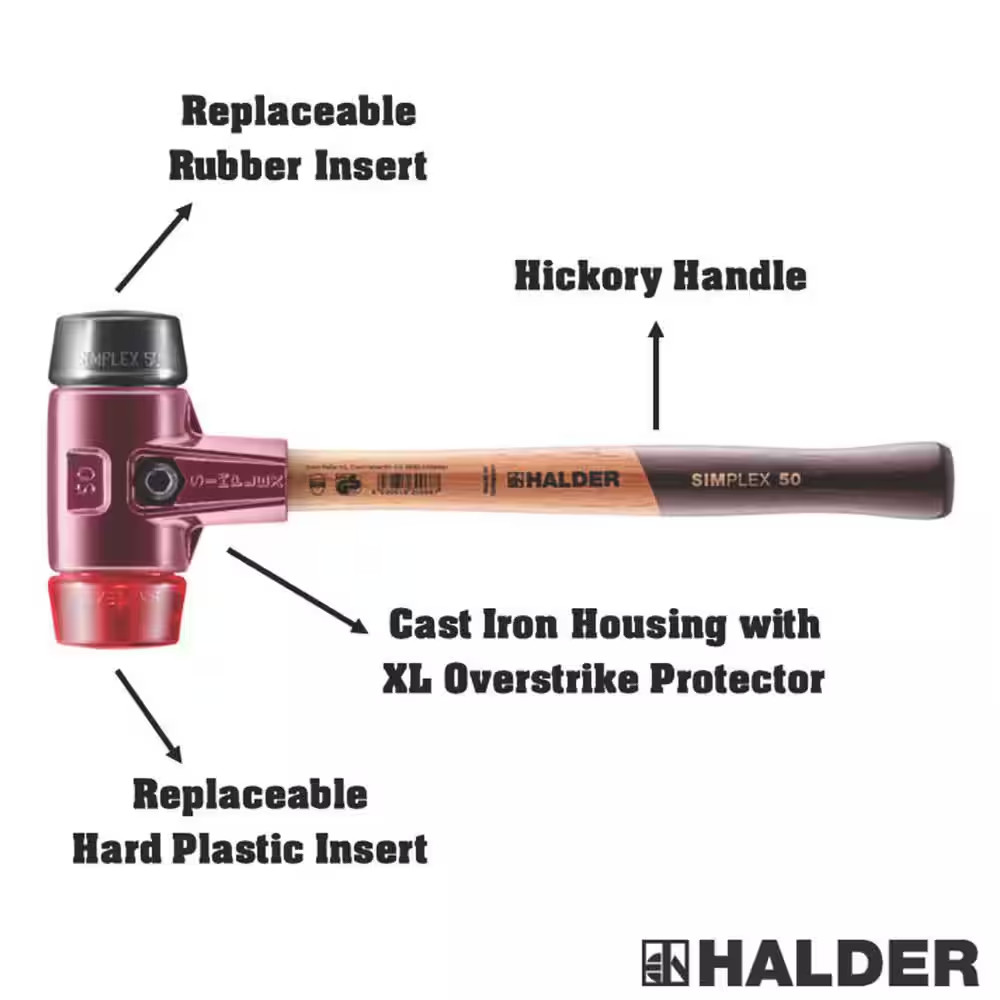 Simplex 50 2.5 Lbs. Mallet with Black Rubber and Red Plastic Inserts