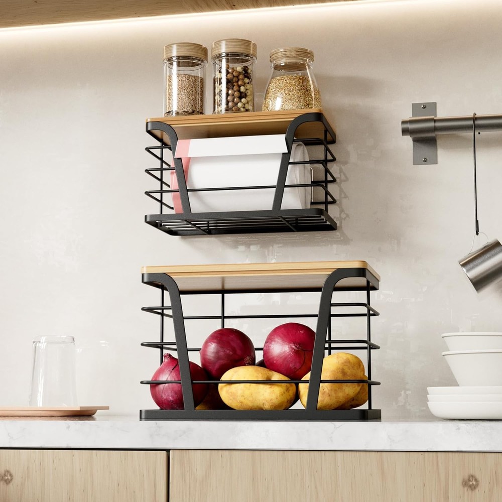 2-Piece Stackable Storage Rack, Wall-Mounted, No Drilling Required