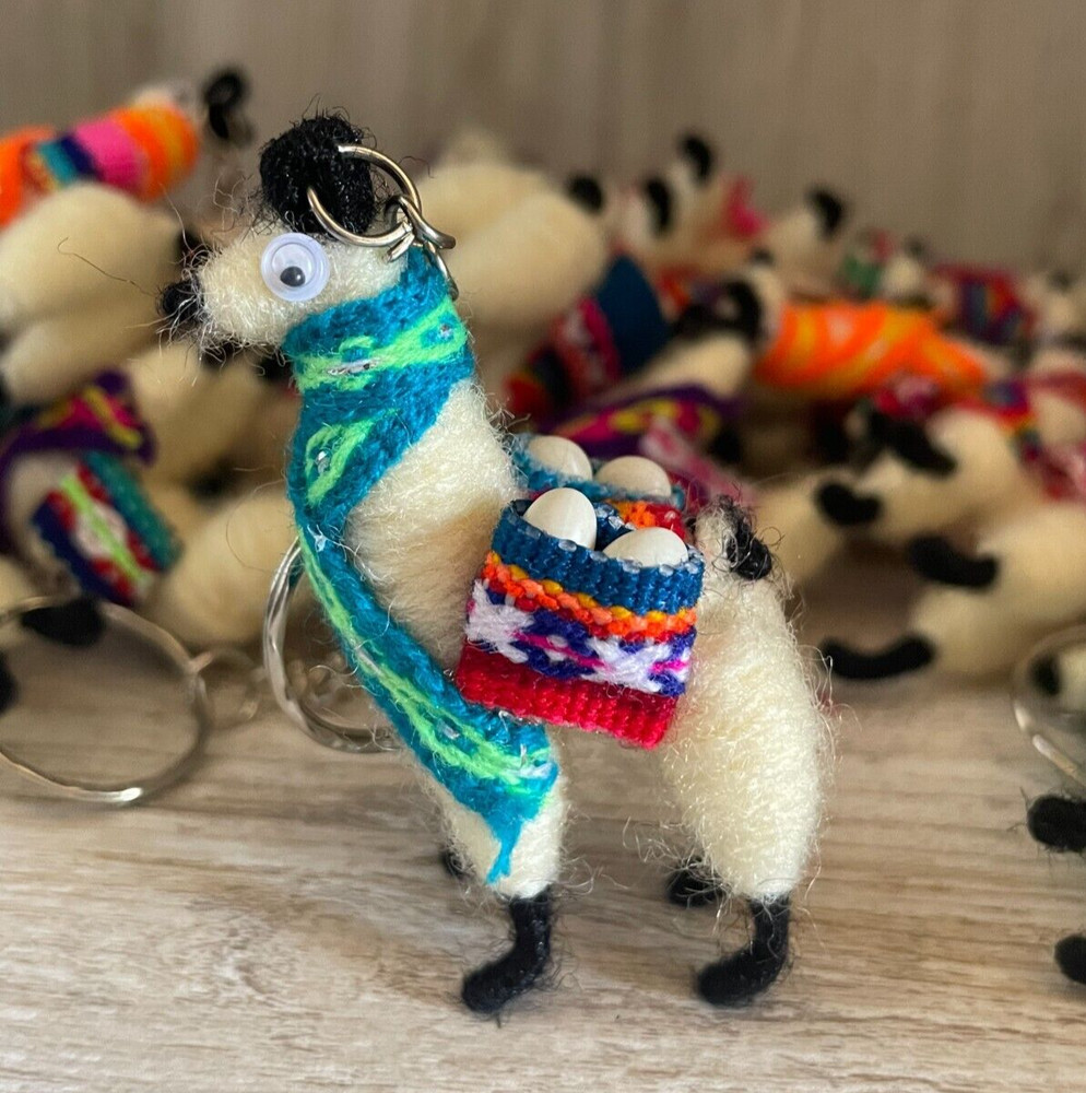 Cream Llama Keychain