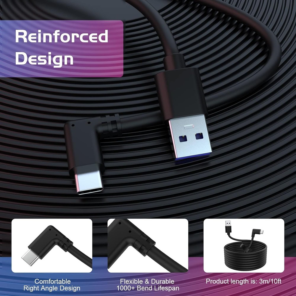 VR Link Cable Compatible with Oculus/Meta Quest 2/3/Pro Accessories and PC/St...