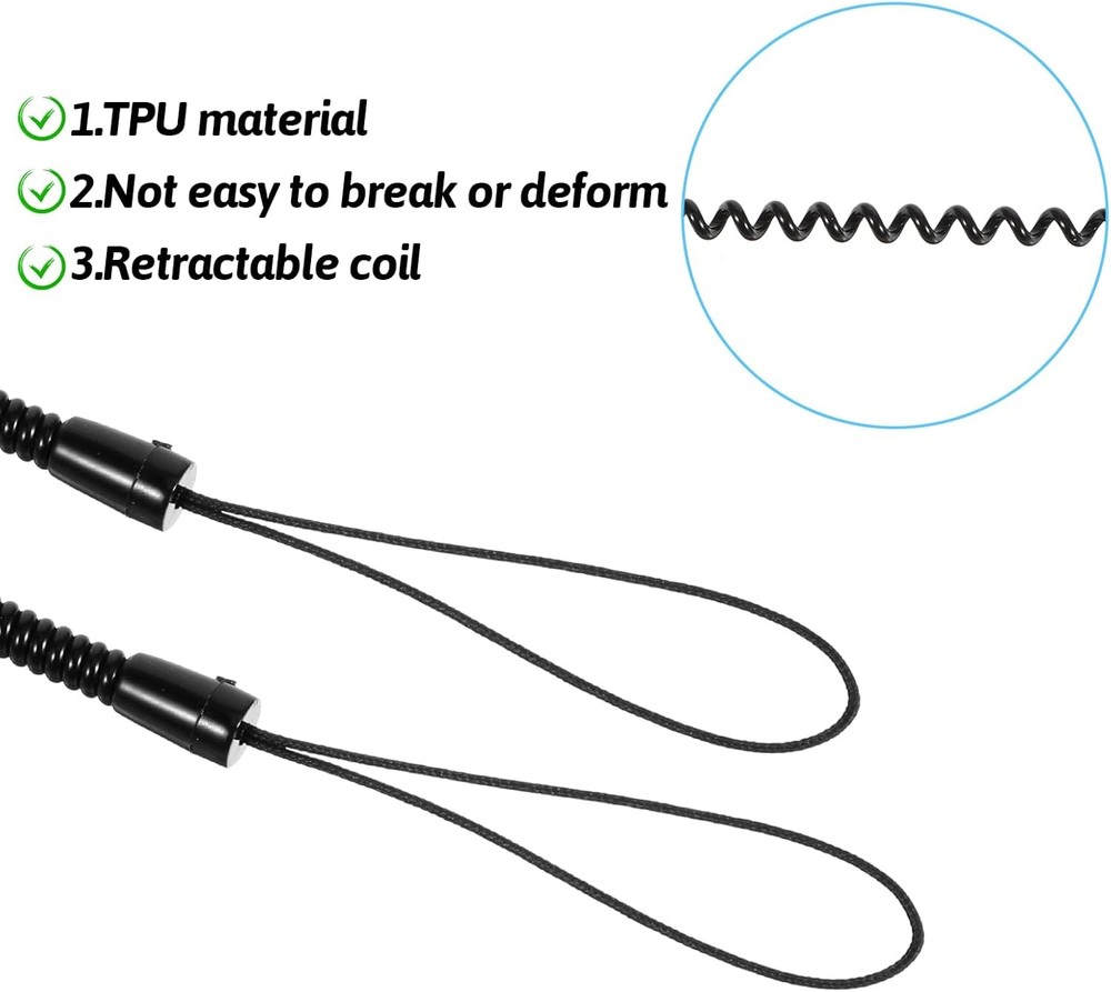 4Pcs Pen Leash, Stylus Tether, Plastic Elastic Tether Lanyard for Black