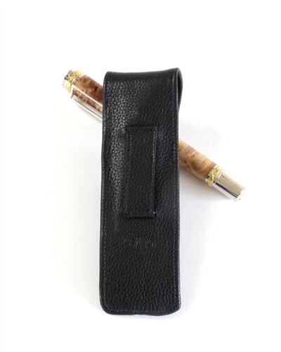 Leather Pen Holster - Black Double