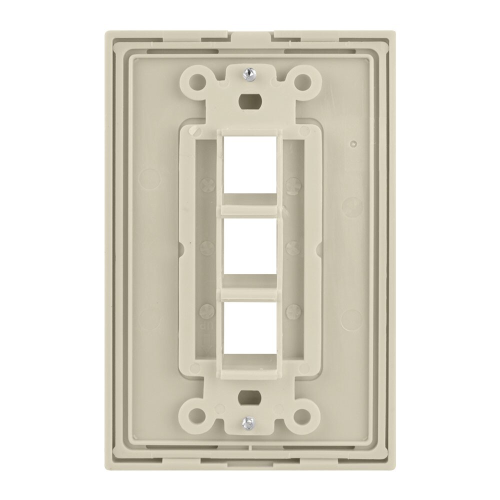 Construct Pro 3-Port Keystone Wall Plate with Screwless Face (Ivory)