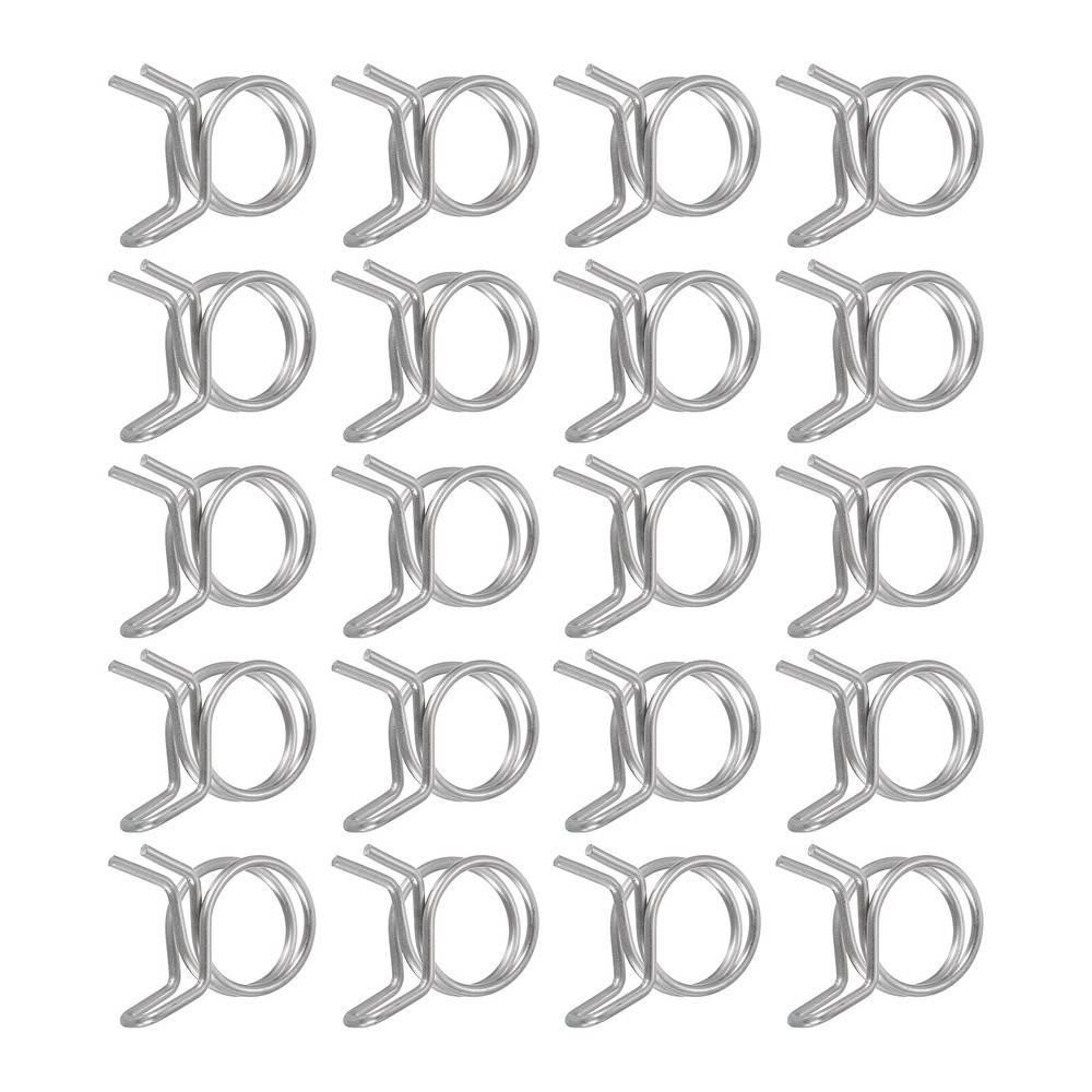 20Pcs 15mm/0.59inch Double Wire Spring Hose Clamp, Adjustable Spring Clips