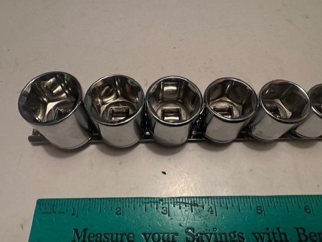 CHROME VANADIUM 13PC SAE 3/8" DRIVE - 6 POINT STANDARD SOCKET SET + RAIL