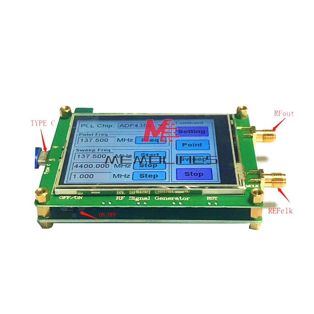 ADF4350 Touch Screen RF Signal Source Point Frequency Sweep PC Controllable