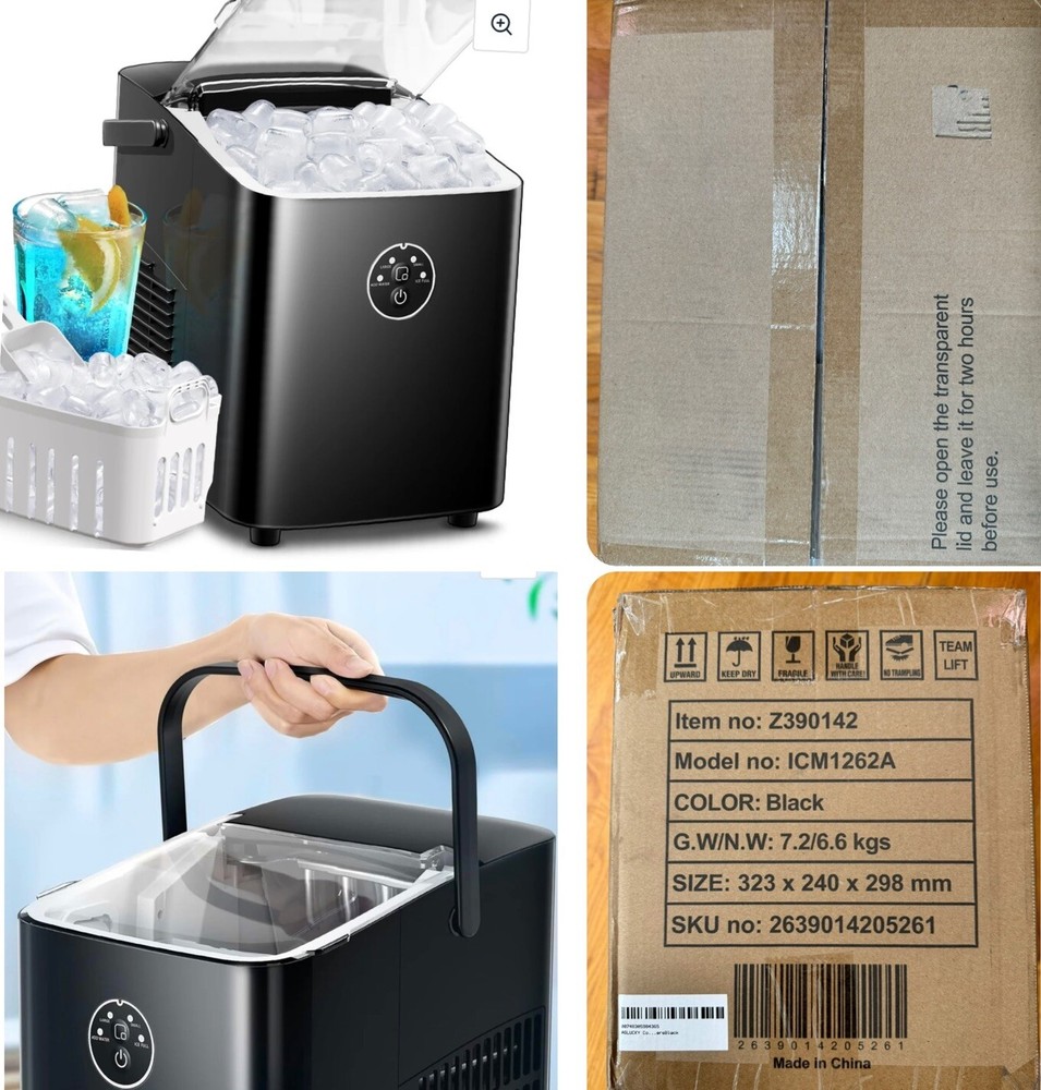 AGLUCKY Ice Makers Countertop,Portable Ice Maker Machine with Handle, 26lbs/24h