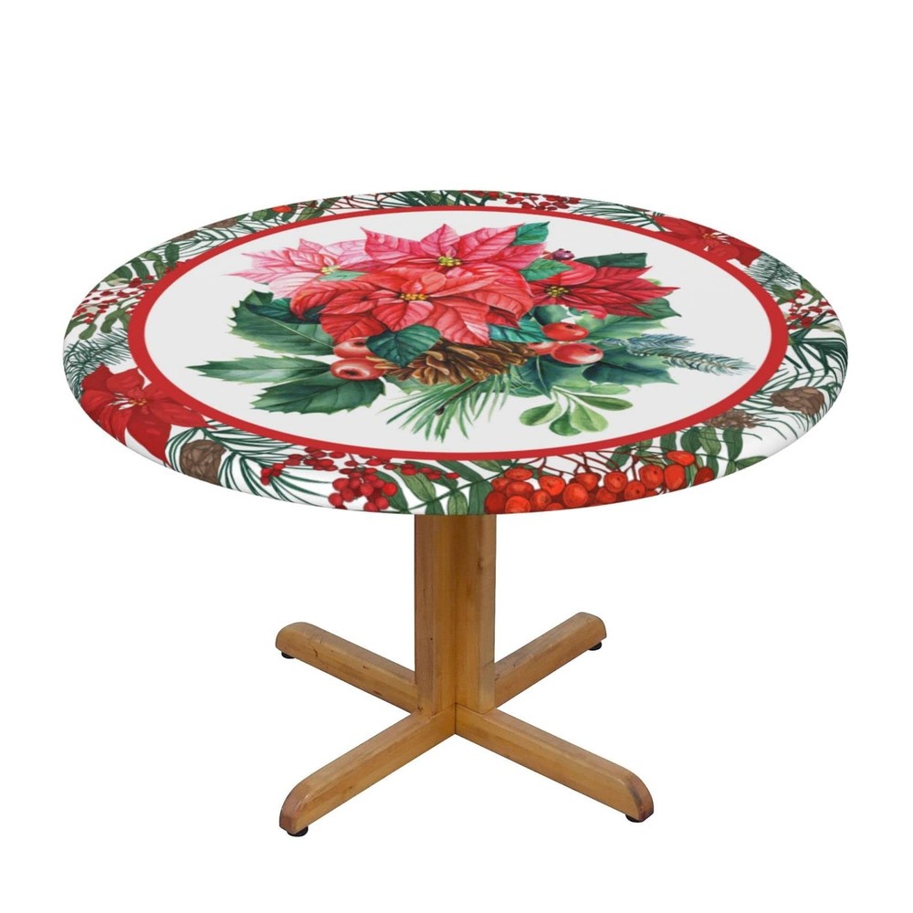 Yilad Christmas Holly Tablecloths Round 40" (Round),