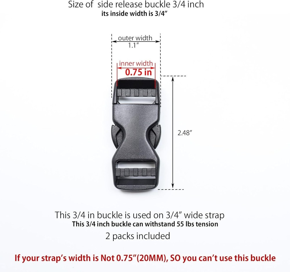 Side Release Buckles Heavy Duty Plastic Buckle Snap Clips Clasps Backpack Buc...
