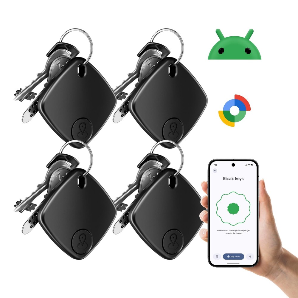 4 Pack Android Tracker Tag- Tracker Tags for Android Phones, Supports Google ...