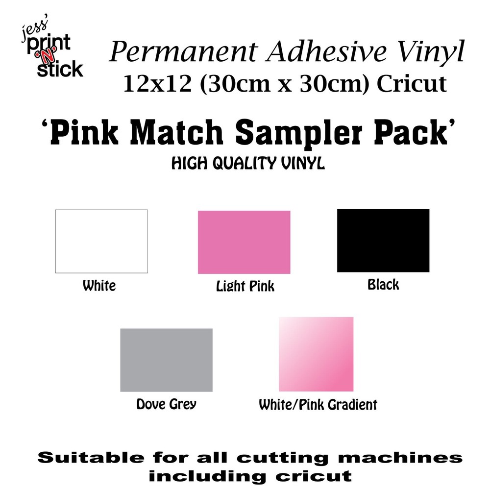 Permanent Adhesive Vinyl - Pink Match Sampler Pack 12x12 Cricut