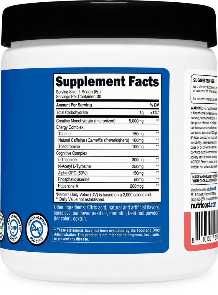 Nutricost Creatine + Energy 30 Servings (Watermelon Flavored)