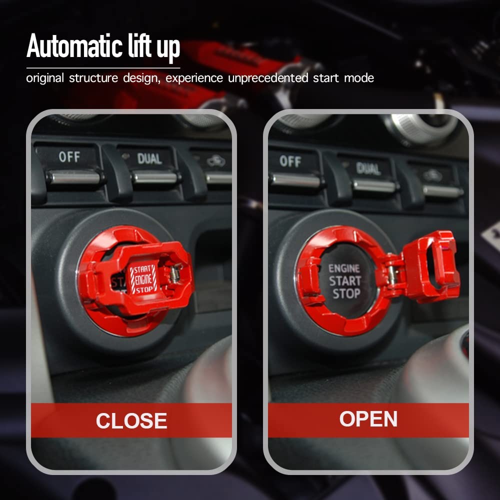 Red Push Start Button Cover for Car - Engine Stop Protector Accessory Push